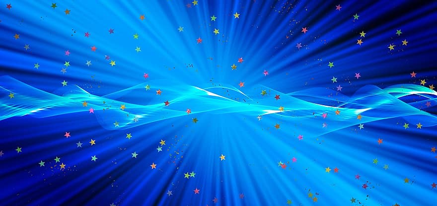 Background, Abstract, Star, Wave, Particles, Christmas, Light, Rays, Wallpaper, Pattern