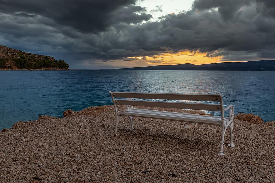 puesta de sol, lago, Dalmacia, Croacia, naturaleza, imitar, mar
