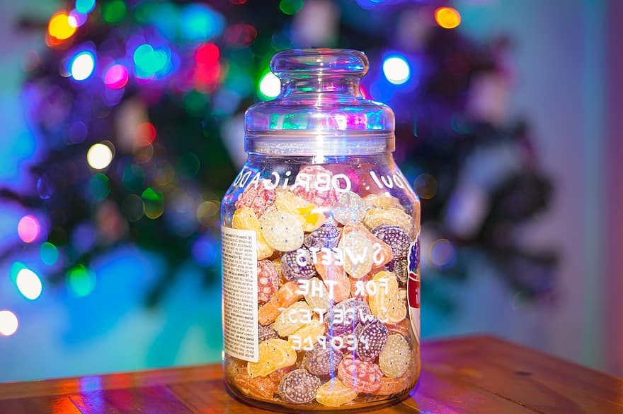 Noël, bokeh, noël, bonbons