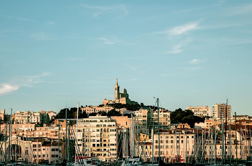 Marseille, Ranska, kaupunki, rakennukset, siluetti, kaupunki-, arkkitehtuuri, kaupunkikuvan, kuuluisa paikka, rakennuksen ulkoa, matkakohteet