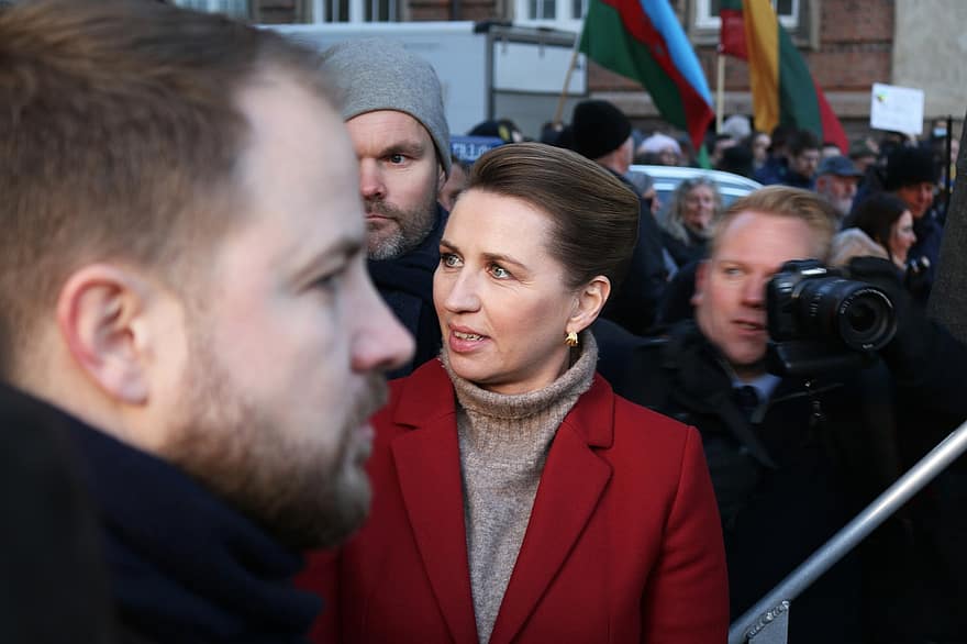 Woman, Mette Frederiksen, Prime Minister Of Denmark, Demonstration, men, adult, women, group of people, males, young adult, camera