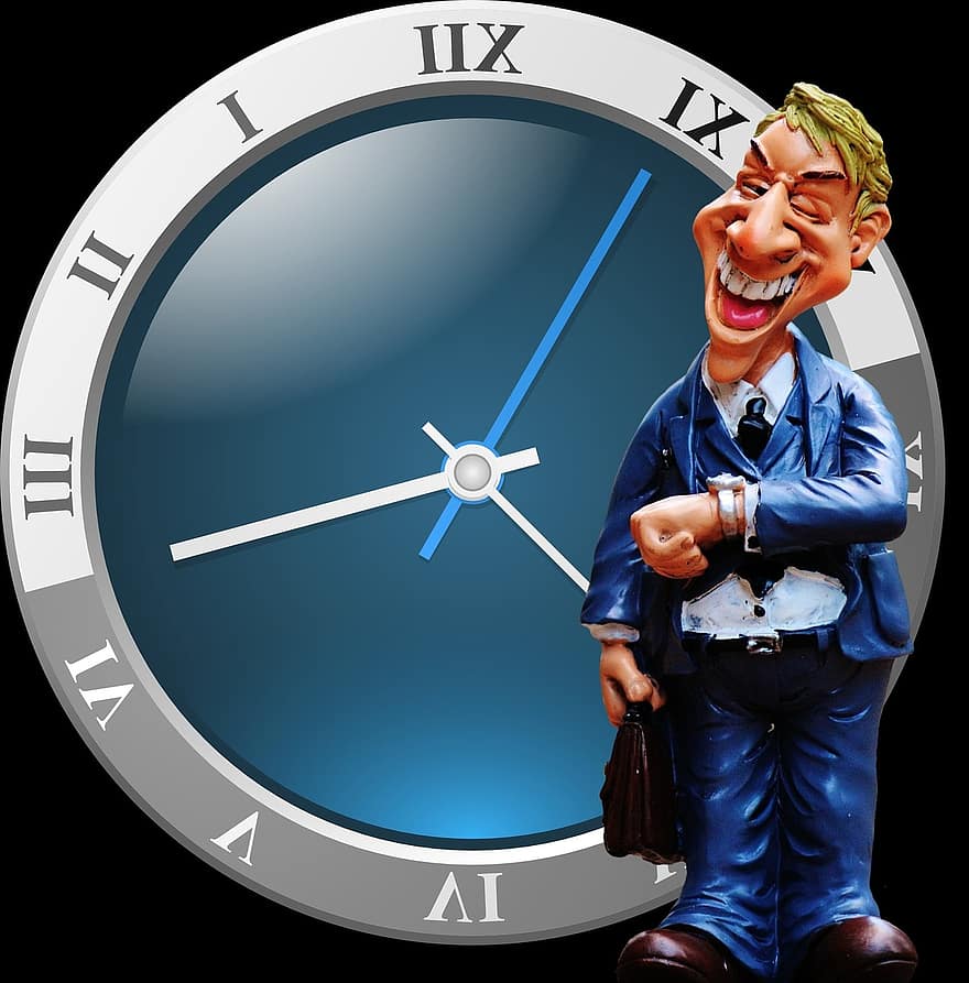 el tiempo es dinero, empresario, tiempo de, figura, reloj de pulsera, divertido, a tiempo, gracioso, risa, negocio, fechas