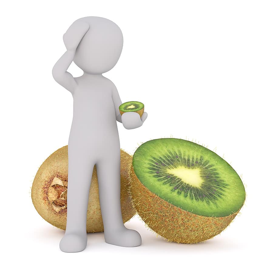 Purchasing, Food, Kiwi, Green, Vitamins, Healthy, Cook, White Male, 3d Model, Isolated, 3d
