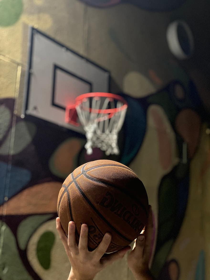 bàsquet, pilota, esports, objectiu, mural, graffiti, carrer, art, creativitat, actiu, jugar