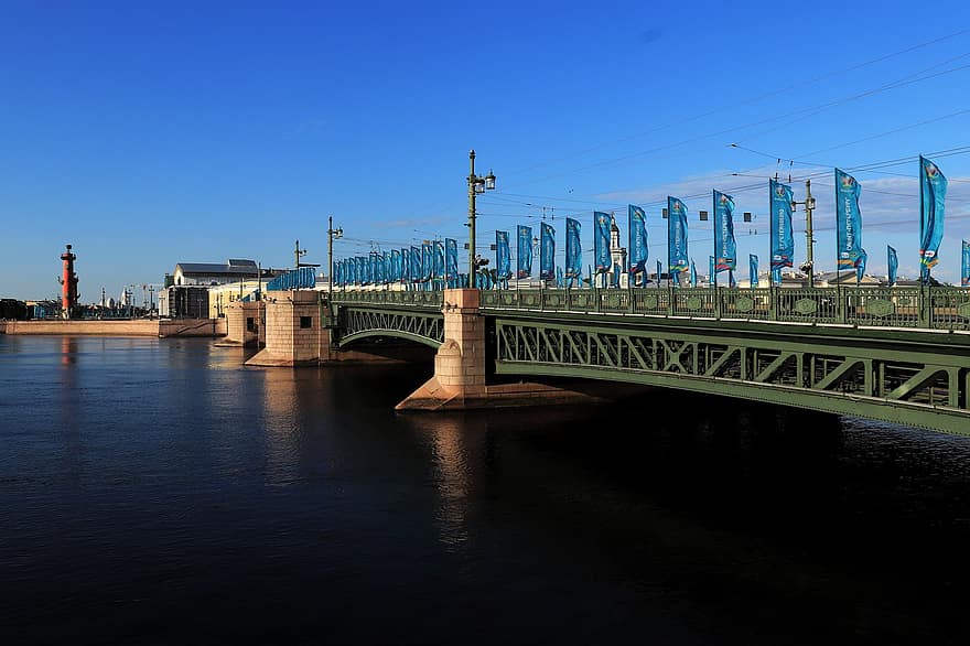 pont, rivière, promenade, quai, architecture, ciel, ville, Leningrad, tourisme, ermitage, Neva