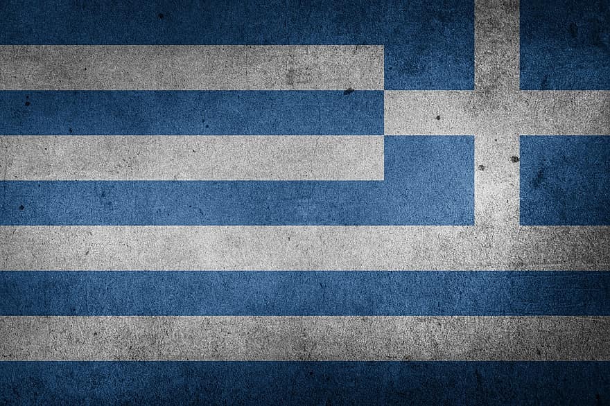ธง, กรีซ, ยุโรป, ทะเลเมดิเตอร์เรเนียน, ธงชาติ, กรันจ์