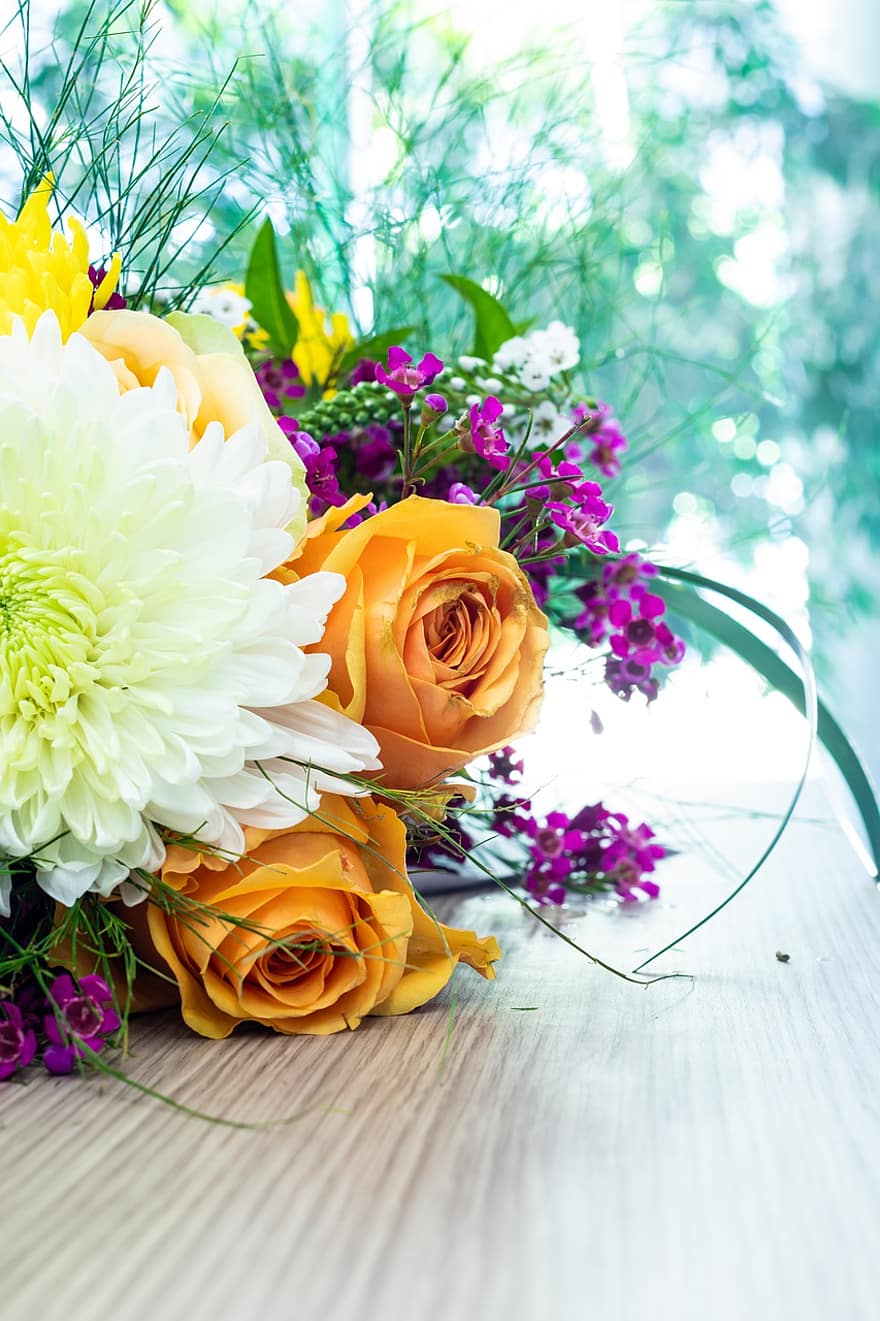 bunga-bunga, buket, karangan bunga, bunga pernikahan