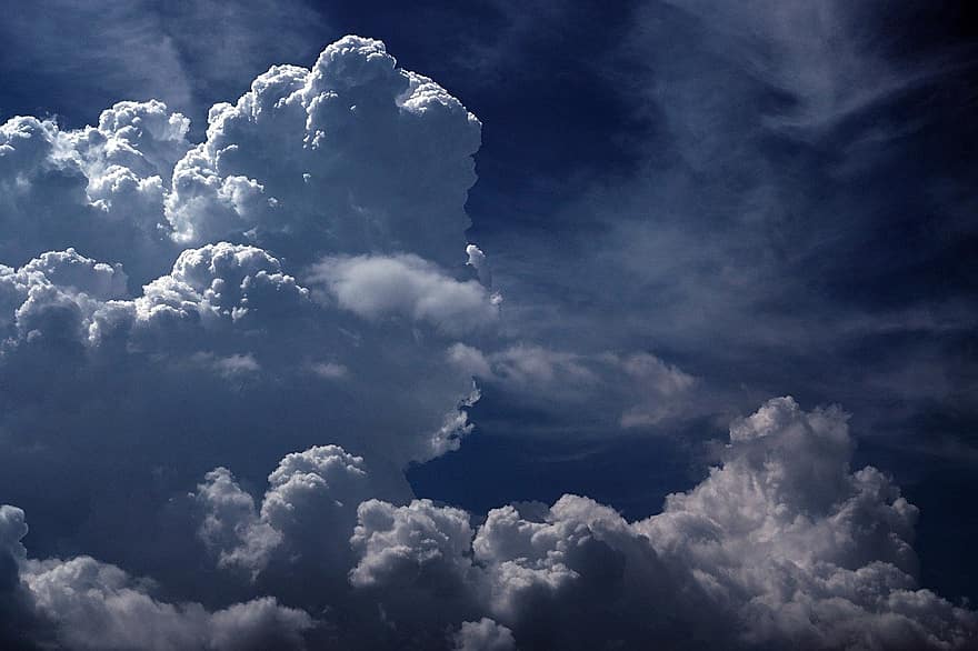 des nuages, cumulus, ciel, la nature, nuage, bleu, Météo, journée, stratosphère, espace, couvert