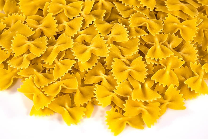 pasta, pastry, flour, food, yellow, backgrounds, close-up, bow tie pasta, macaroni, heap, meal