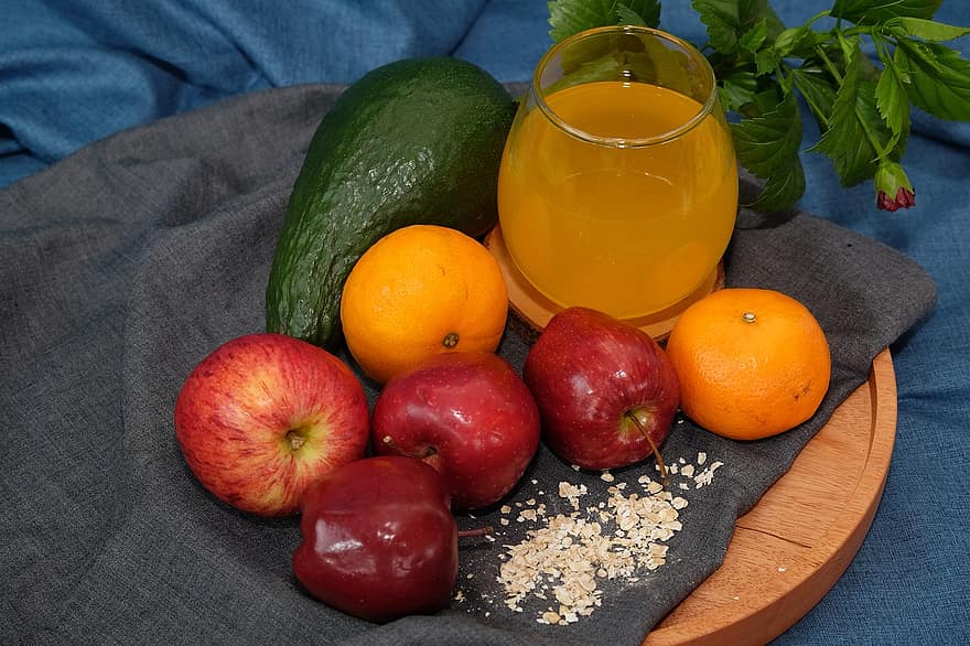 frukt, dryck, näring, hälsosam, organisk, Ingredienser, äpple, orange, avokado