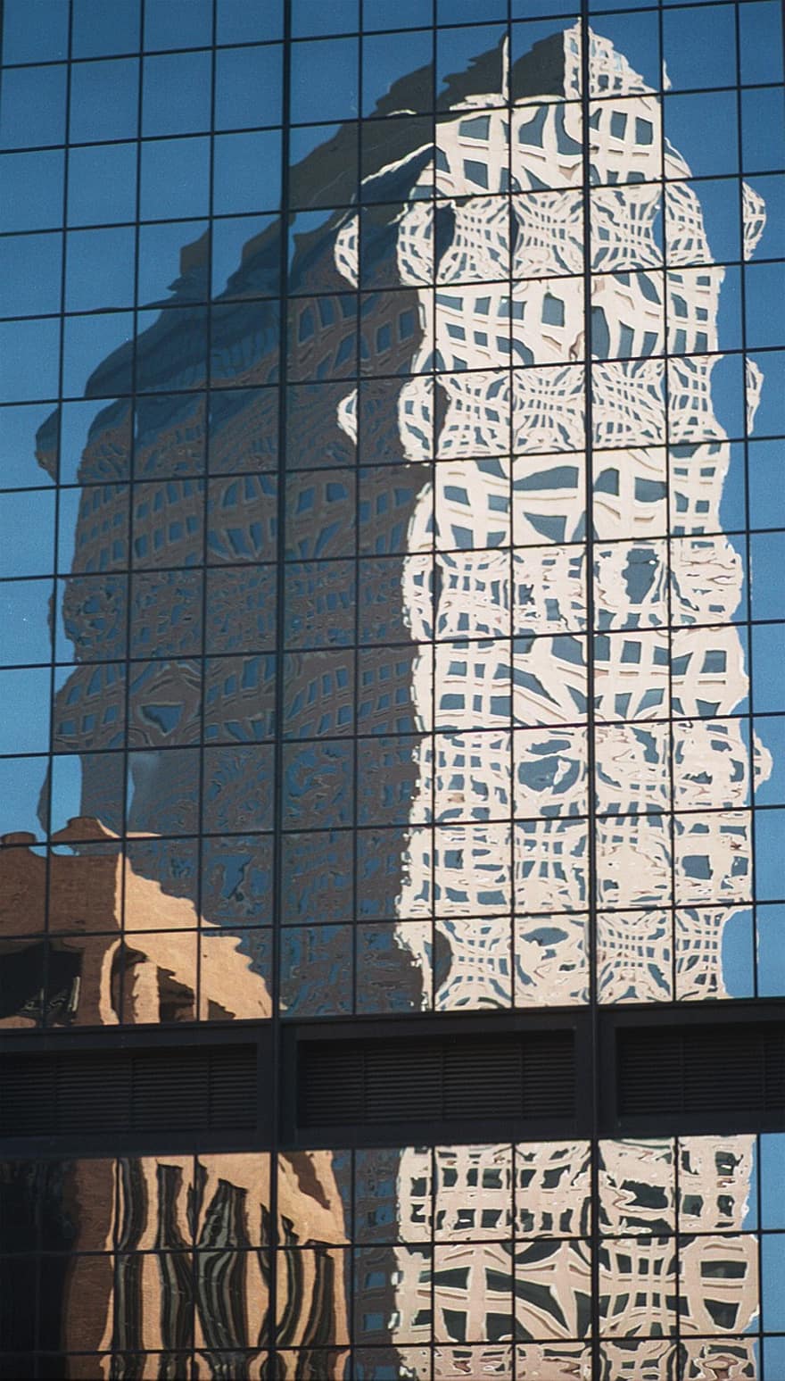 gebouw, reflectie, vervorming, wolkenkrabber, stad