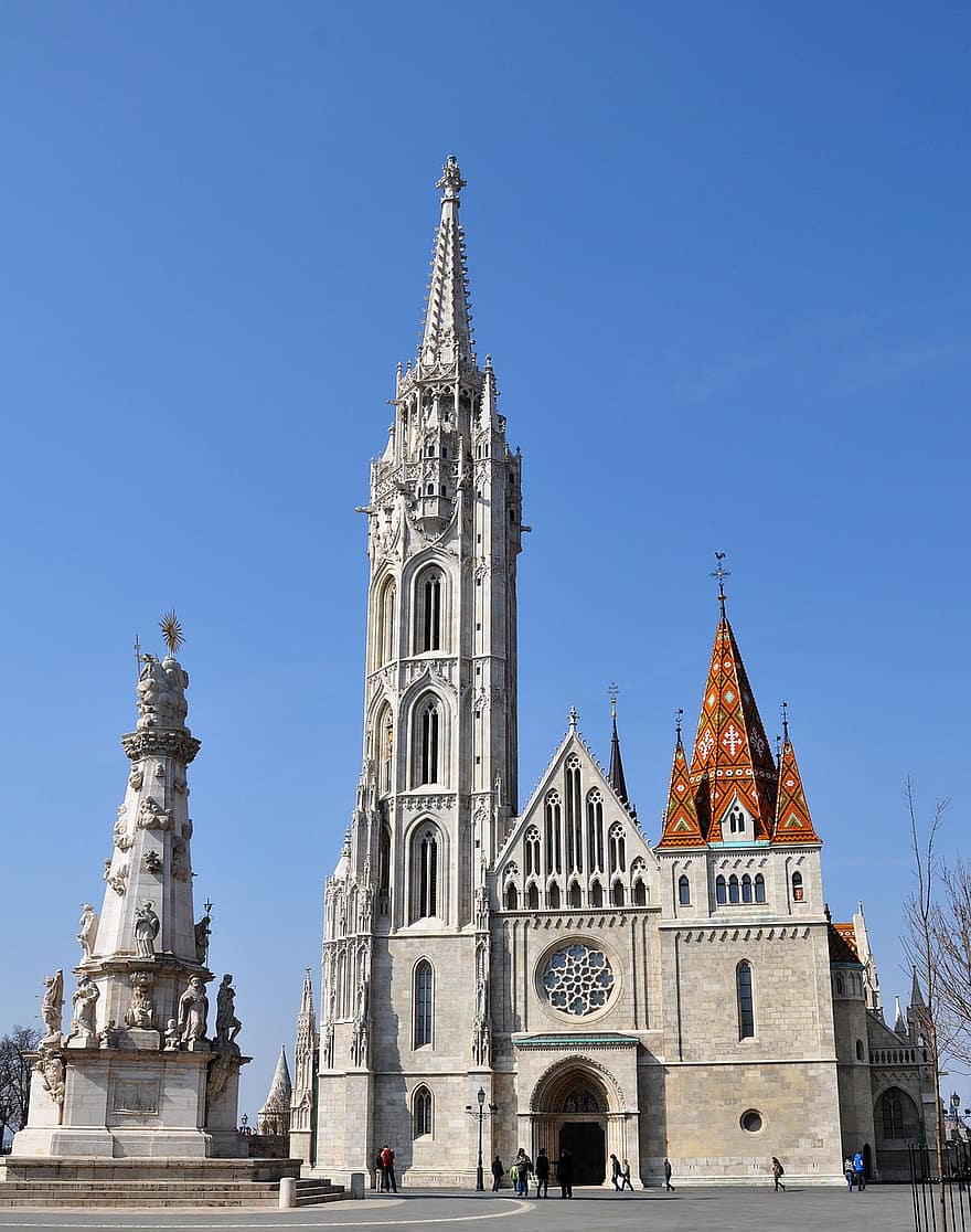 kostel Matthias, budapešť, kostel, Maďarsko, památník, sochařství, socha, fasáda, architektura, budova, věž