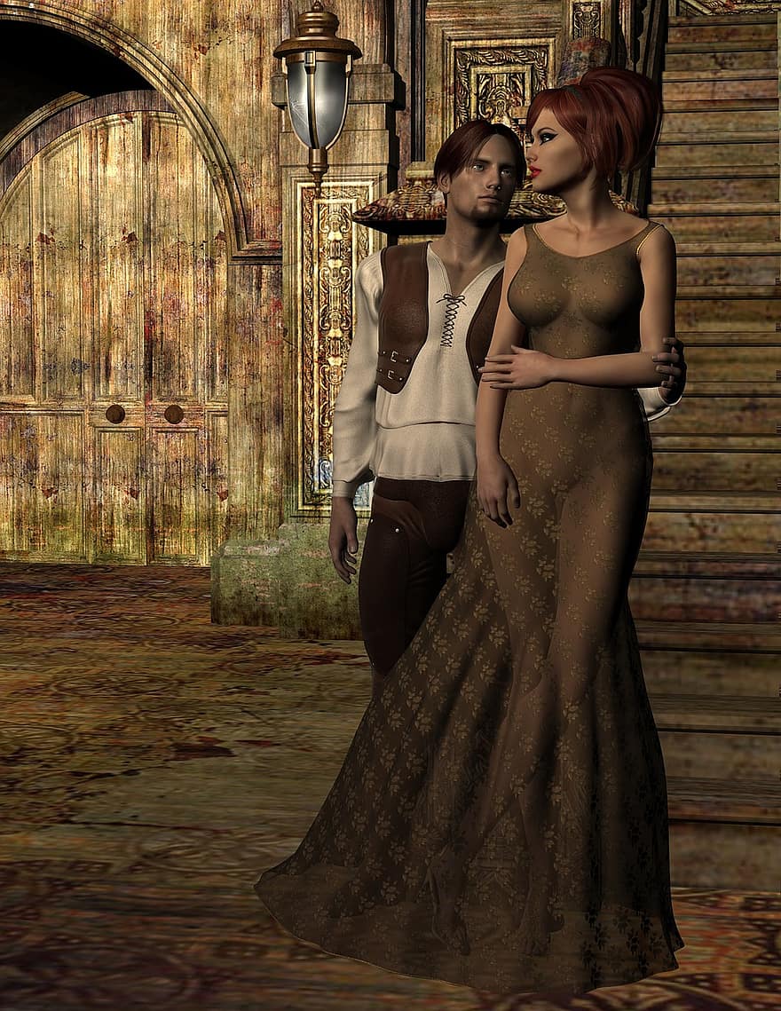 Mansion, Couple, Love, Romance, Haunted, Two, Man, Woman, Mystery, Relationship, 3d