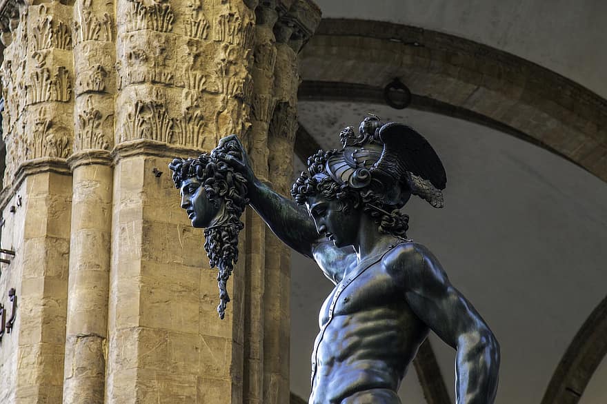 تمثال ، النحت ، رئيس ، هيرميس ، فلورنسا ، إيطاليا ، حريق