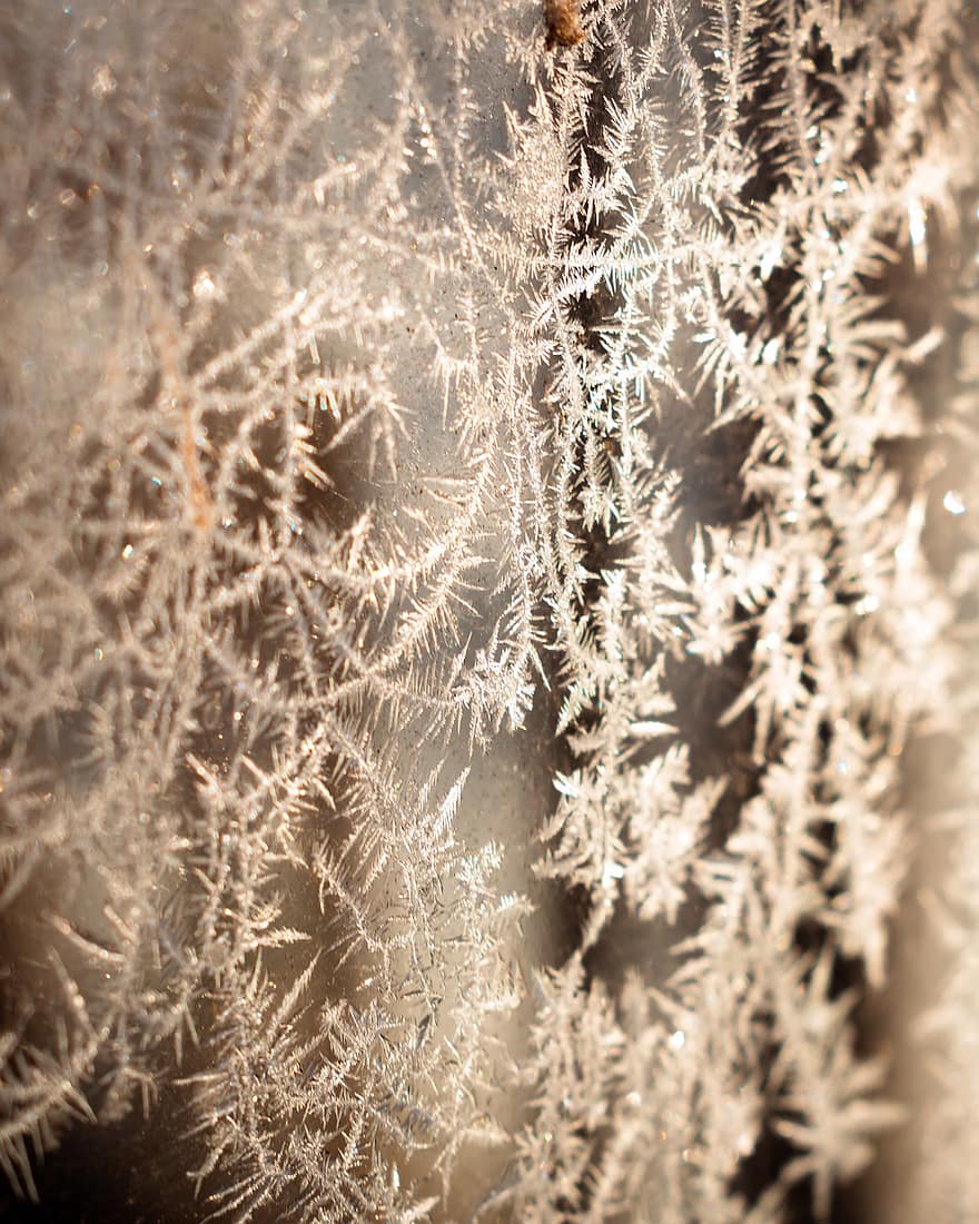 led, krystaly, sklenka, zamrzlý, zimní, sezóna, Studený, pozadí, detail, abstraktní, dekorace