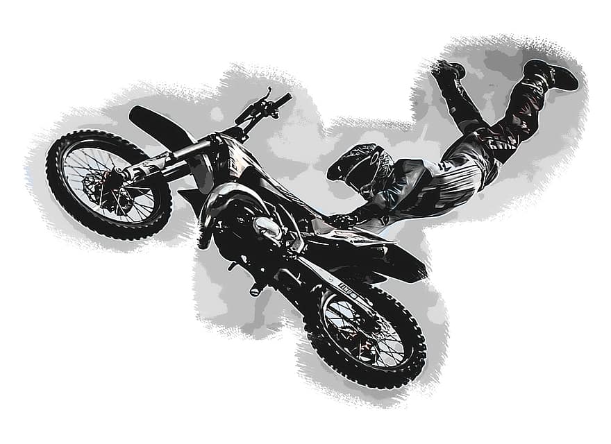 Sporty ekstremalne, motocross, motocykl, skrajny, sport, prędkość, akcja, zawody, rower, jeździec, mężczyzna
