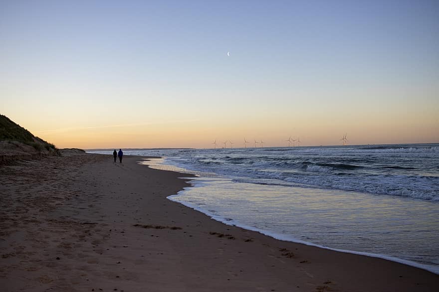 Spiaggia di Newburg, spiaggia, Alba, riva, costa, oceano, mare, sabbia, tramonto, sera, crepuscolo