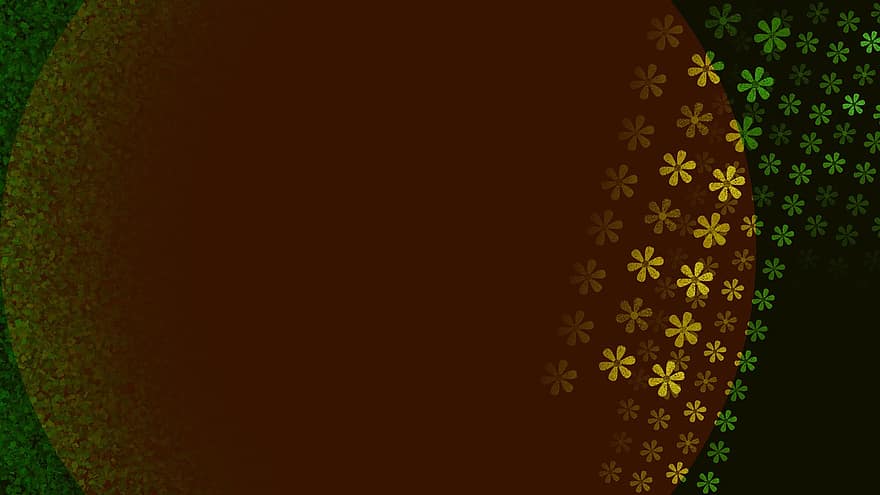 Flowers, Border, Background, Gold, Dramatic, Green, Crimson, Copy Space, Text Space, Blank, Empty