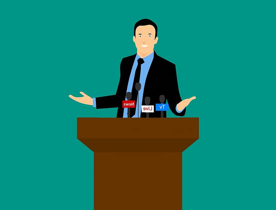 Public Speaking, Speaker, Man, Cartoon, Comic, Comic Characters, Conference, Presentation, Lecture, Dais, Human