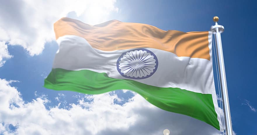 Indie, vlajka, indické armády, trikolóra, indická vlajka, dom, nezávislost, šafrán, zelená, bílý, patriotismus