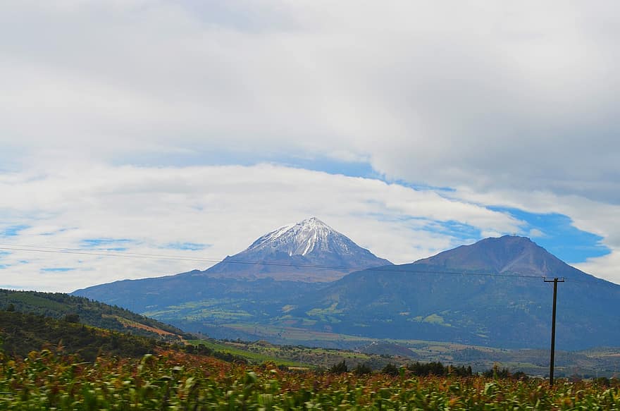 montagna, la neve, Orizaba, natura, inverno, nuvole