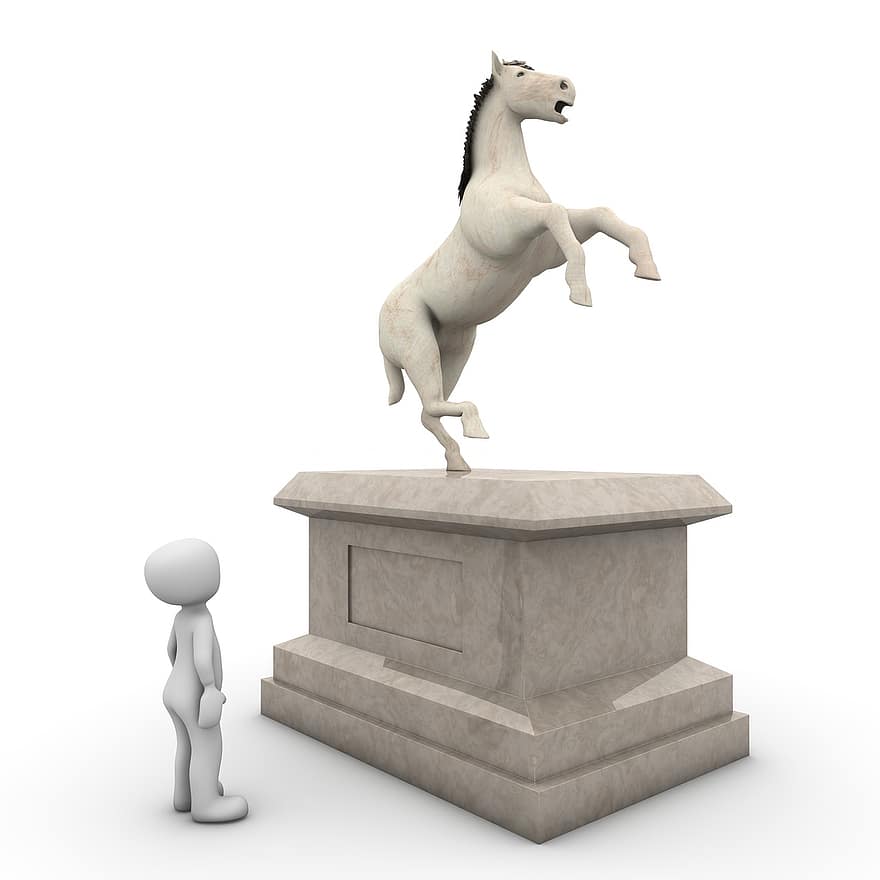piemineklis, zirgs, spēkā, pasaulē, akmens, skulptūra, orientieris