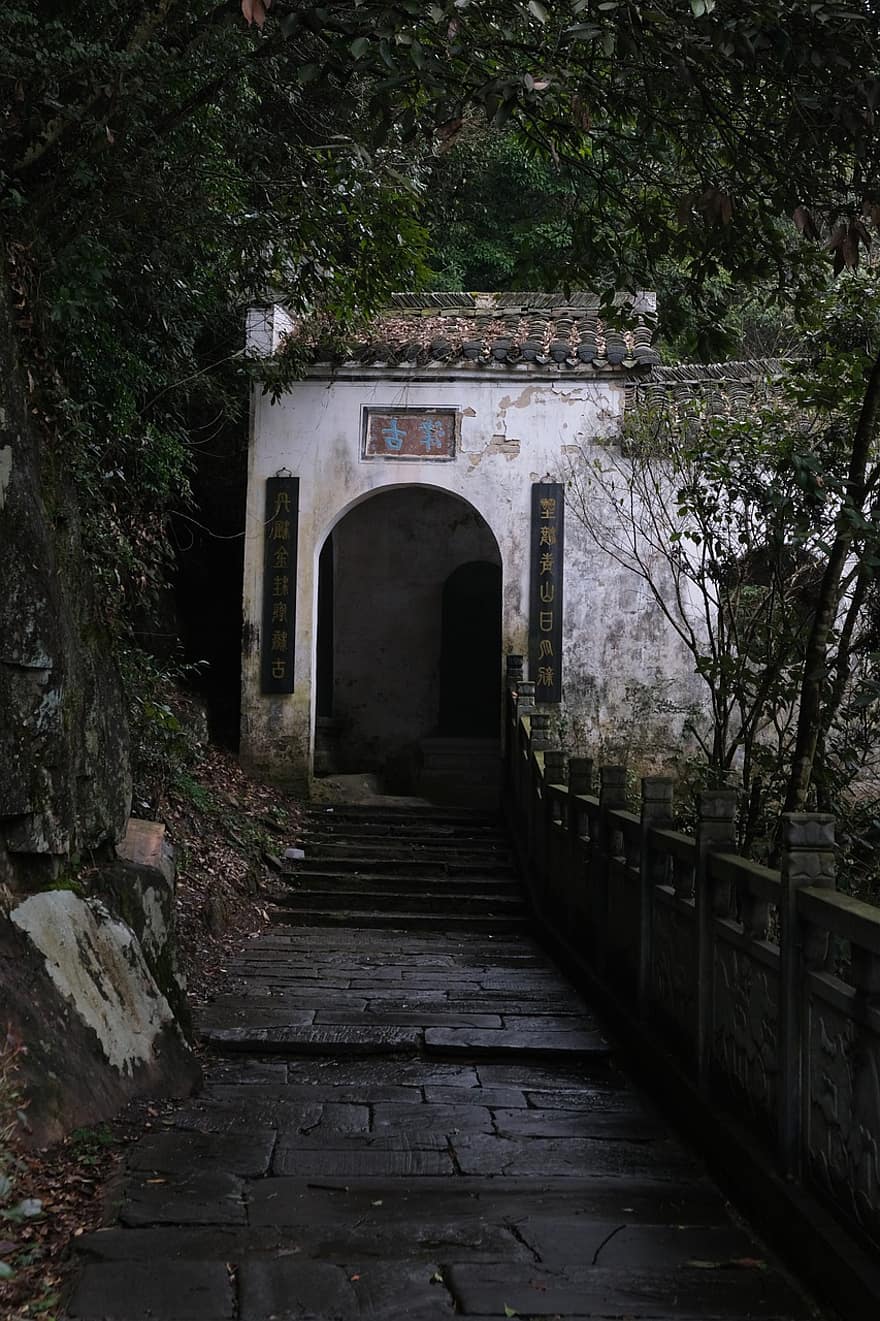 Huizhou, estrada antiga, Balsa Antiga, trilha, arco, Gudukou, caminho, pavimento