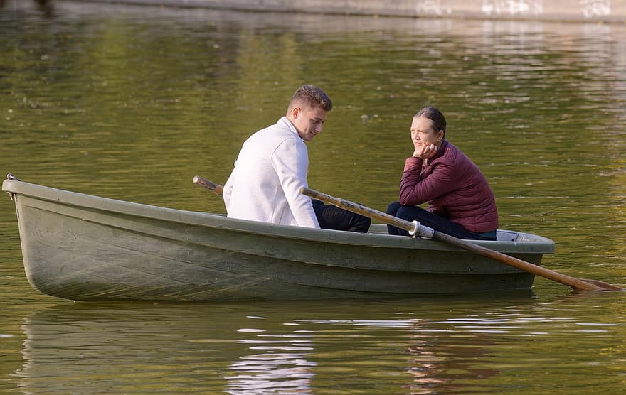 Couple, Boat, Lake, Young, Together, Naturally, Romantic, Lovers