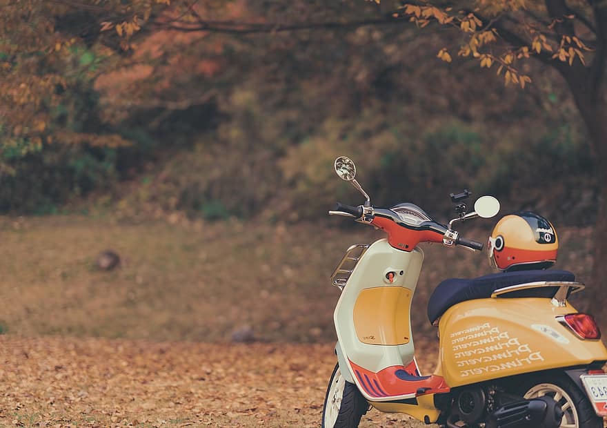 мотоциклет, скутер, Веспа, класически, превозно средство, стар, реколта, улица, ретро, Piaggio, Италия