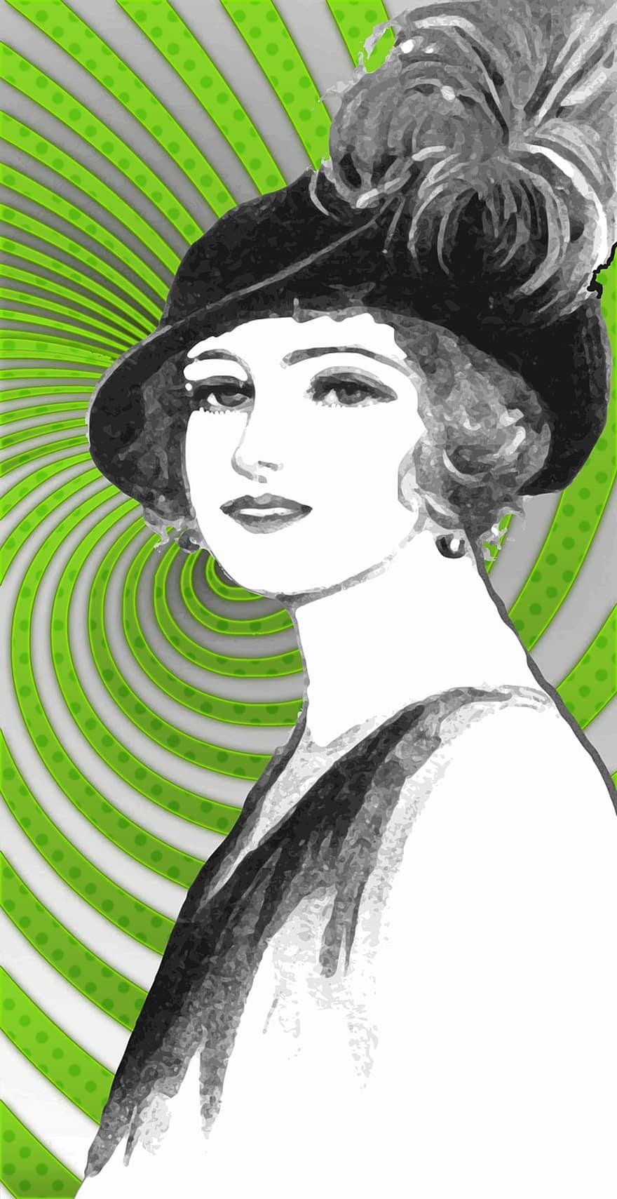 레이디, 포도 수확, 여자, 유행, 아름다움, 1920, 늙은, 모델, 복고풍의