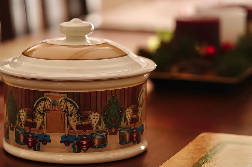 Cookie Jar, Container, Ceramic, Porcelain, Decoration, Decorative, Advent, Christmas, Christmas Time