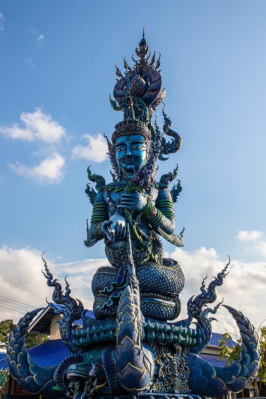tapınak, heykel, Buda, işaret, mimari, Wat Rong Suea Ten, Chiang Rai, Tayland, Asya, Budizm, kültür