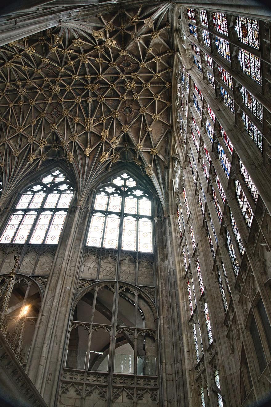 viršutinė riba, architektūra, dizainas, Gloucester, arkos, katedra, gotika