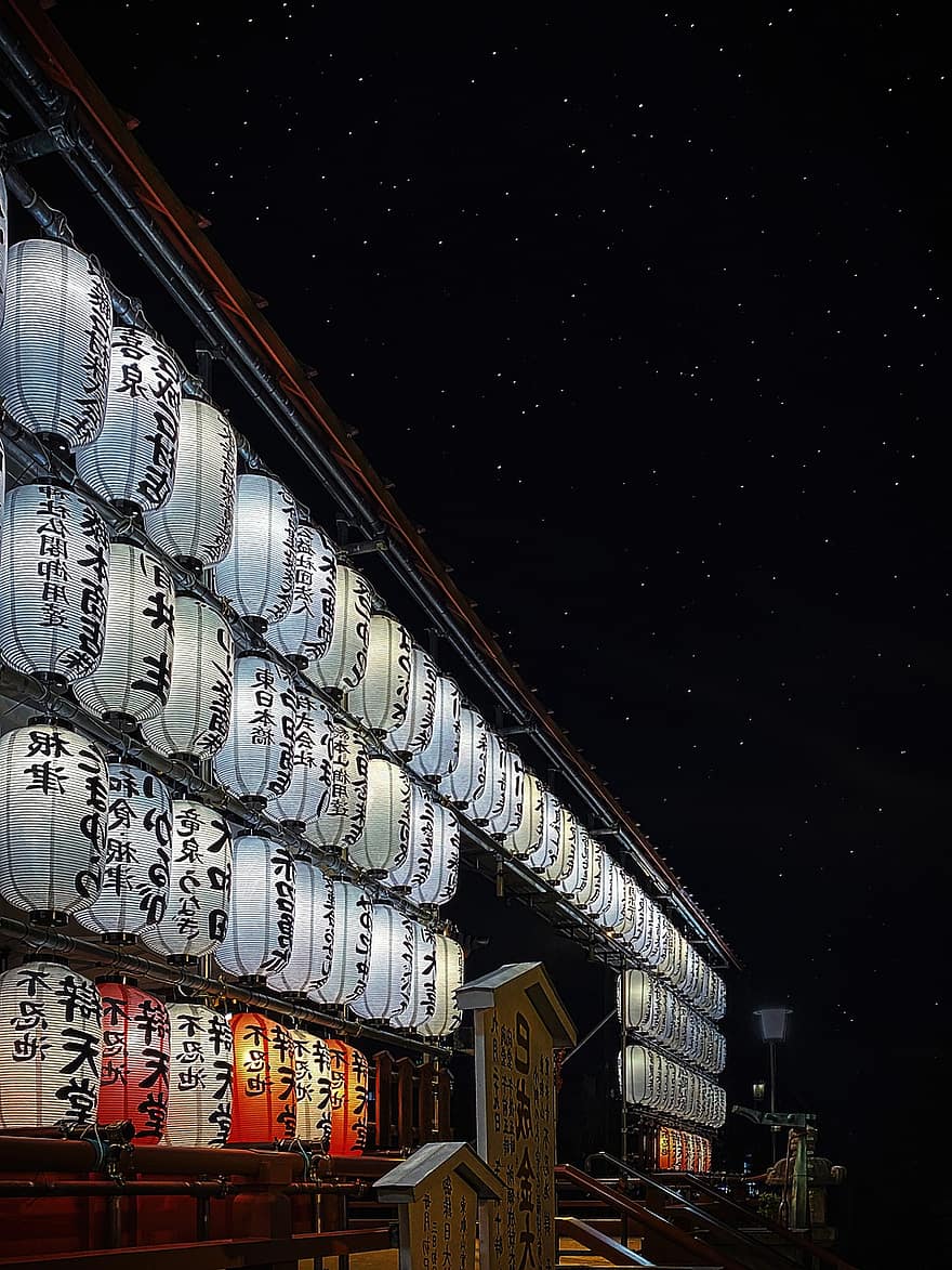 lanterner, nat, tempel, dekoration, tradition, Asien, turisme, rejse, Bentendo, Shinobazu-dammen, ueno park