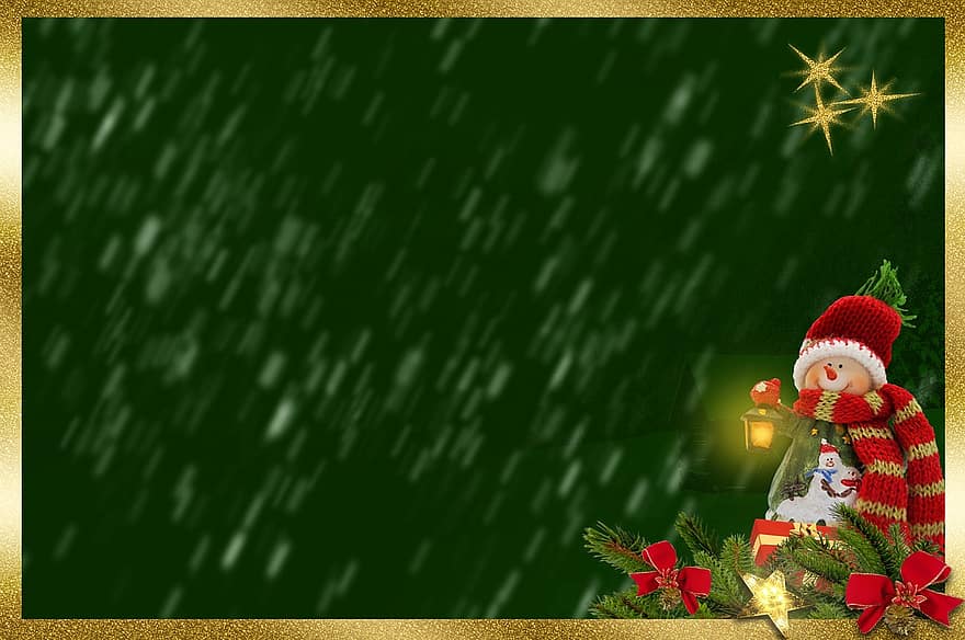 Snowman, Frame, Background Image, Lantern, Shining, Holly, Grinding, Christmas, Decoration, Deco, Christmas Greeting