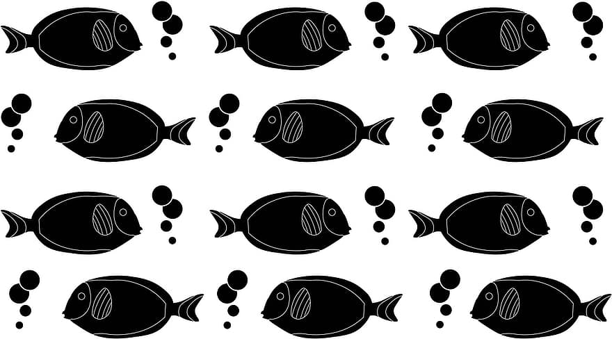 fisk, mönster, bakgrund, bubblor, djur-, vattenlevande djur, marin-, under vattnet, svart, design