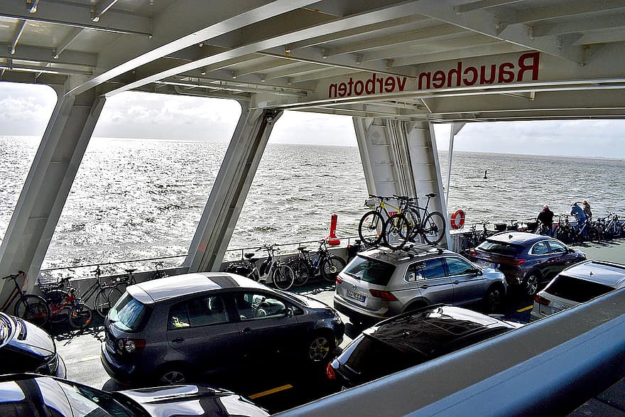 кораб, море, езеро, ферибот, автомобил, велосипед, Северно море