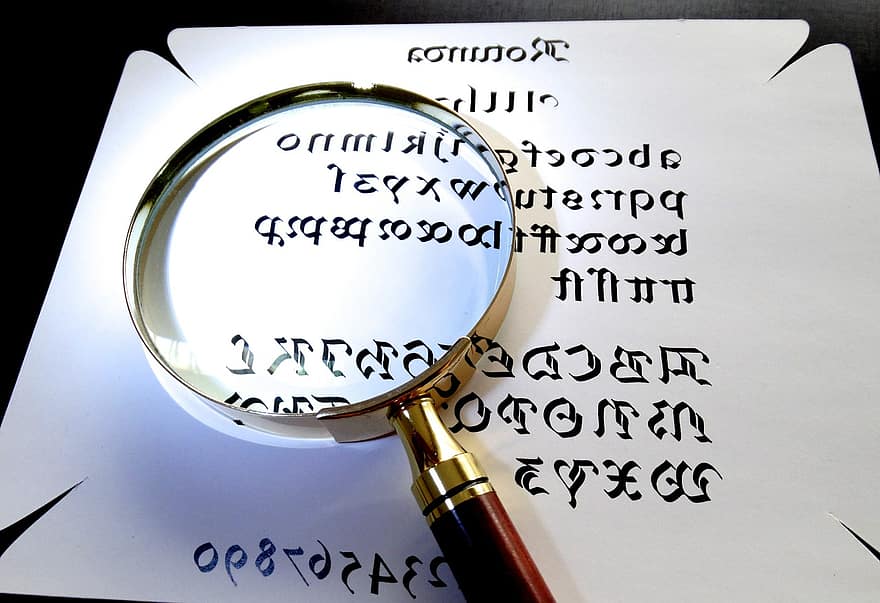 Magnifying Glass, Calligraphy, Larger View, See Better, Greater, Sharper, Readable, Reading Aid, Focus, Font, Paper