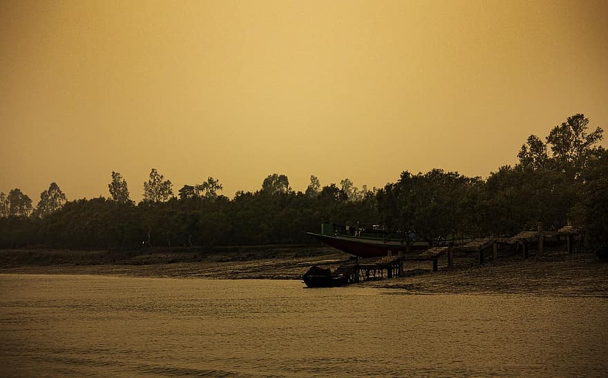 tramonto, silhouette, baia, crepuscolo, costa, mare, oceano, acqua, campagna, natura, West Bengal