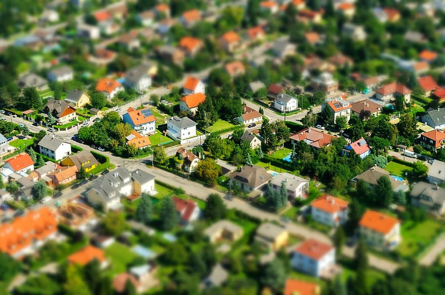 Town, Village, Houses, Neighborhood, Residence, suburb, aerial view, roof, residential district, community, architecture