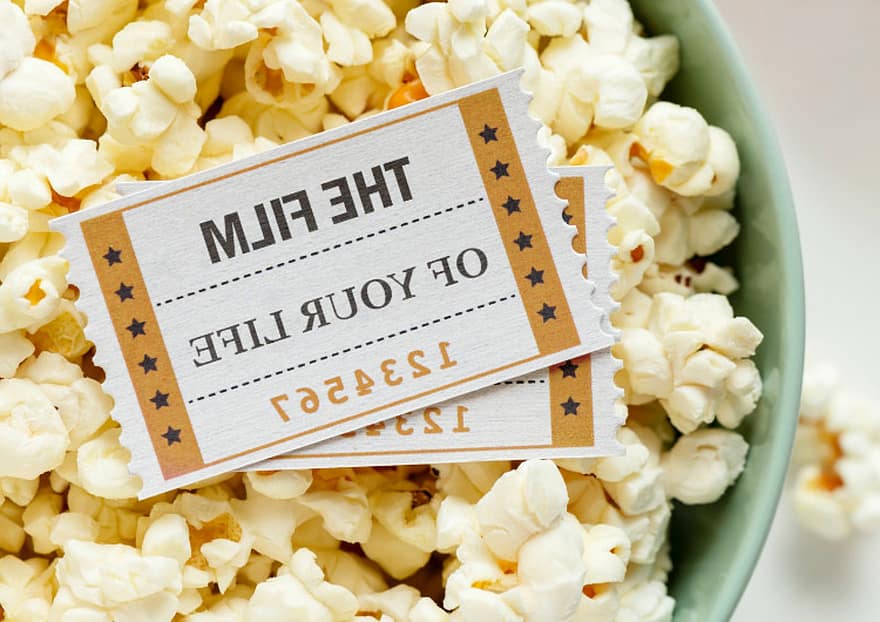 Popcorn, cibo, Biglietto del cinema, biglietto del cinema, spuntino, delizioso, gustoso