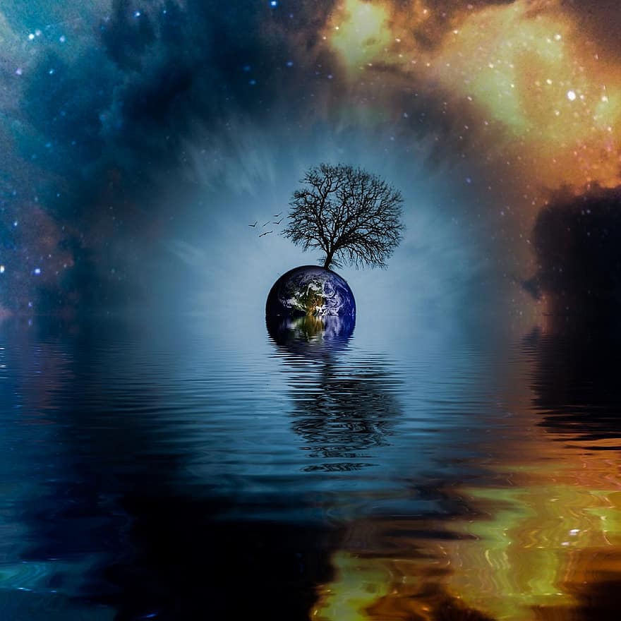 Baum, Welt, Universum, Globus, Öko, Verantwortung, Natur, global, Erde, Umgebung, Schutz