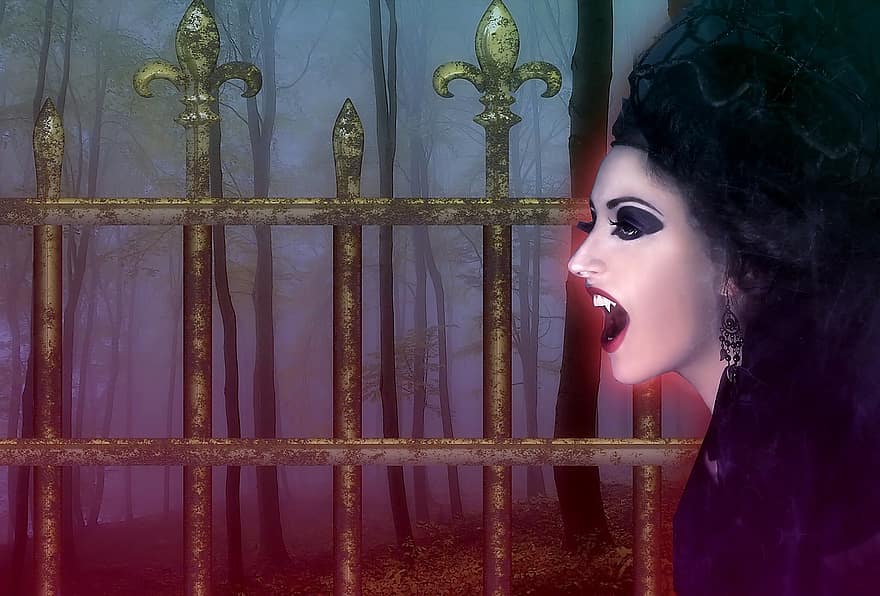 Vampire, Background, Night, Fog, Gothic, Creepy, The Witch, Sorceress, Mystical, Fairytale, Horror