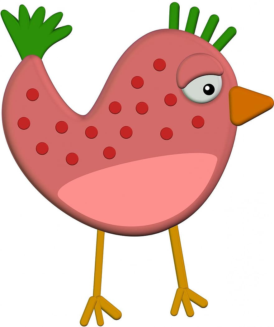 Cartoon, Chicken, Chick, Bird, Spotty, Animal, Animals, Wildlife, Nature, Cute, Hen