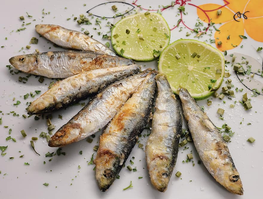 Fish, Sprats, food, seafood, freshness, close-up, gourmet, meal, grilled, healthy eating, lunch