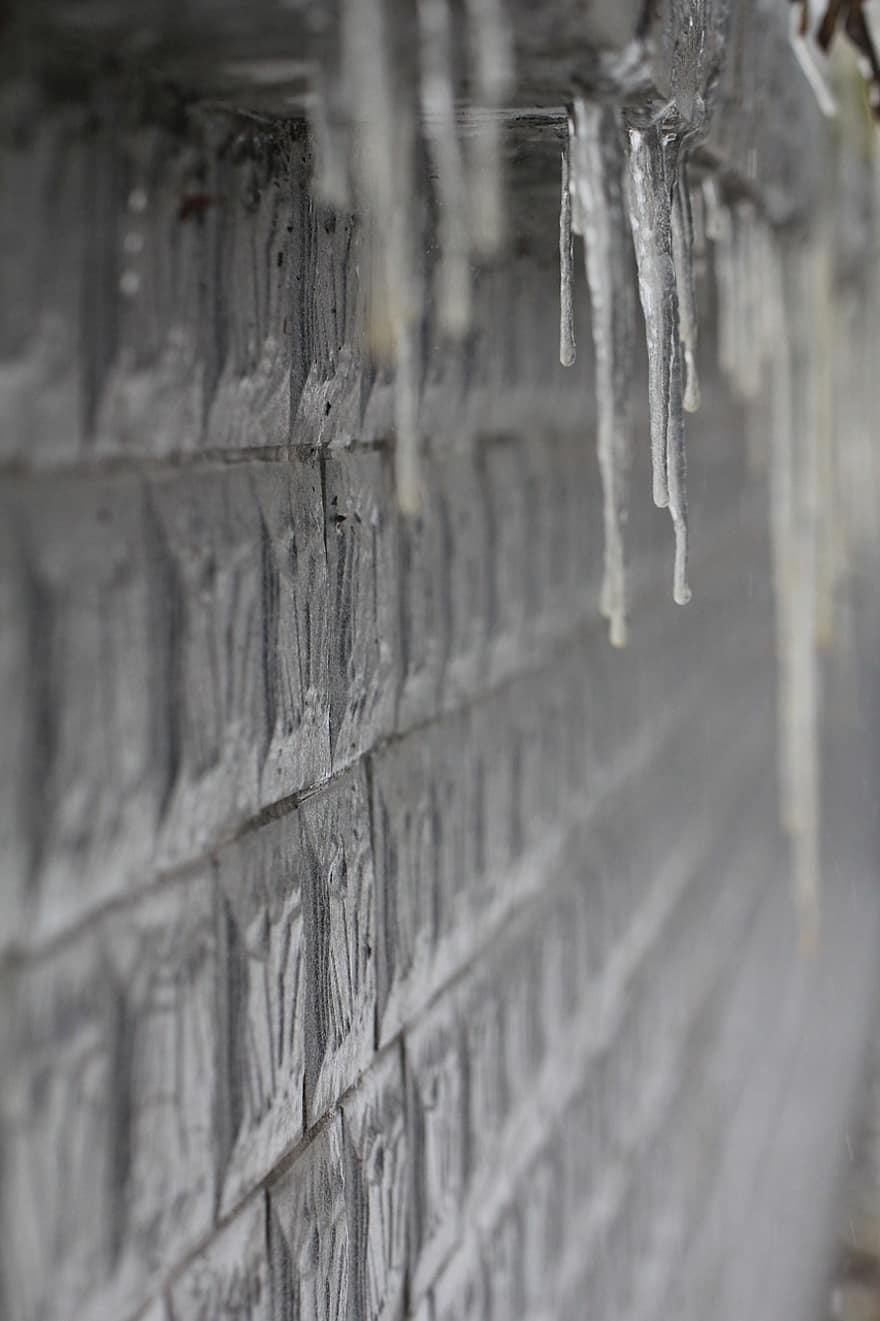 Ściana, lód, mrożony, tła, zbliżenie, funkcja budowy, wzór, abstrakcyjny, cegła, zimowy, stary