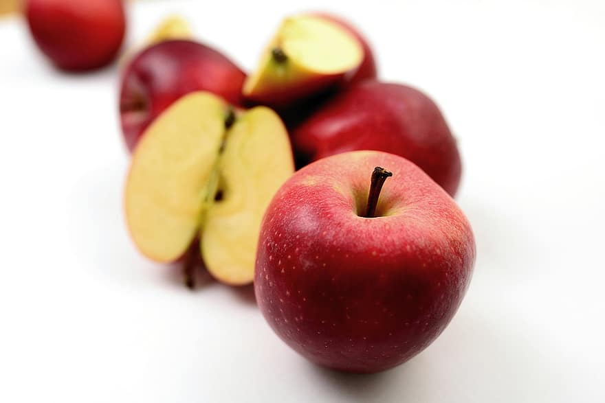 Äpfel, Früchte, Lebensmittel, rote Äpfel, gesund, Vitamine, reif, organisch, natürlich, produzieren