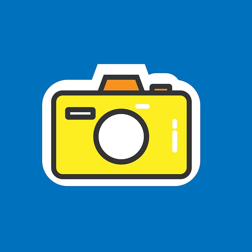 cámara, logo, icono, dibujos animados, instagram, fotografía, diseño, botón, equipo, pixabay, Arte Plano
