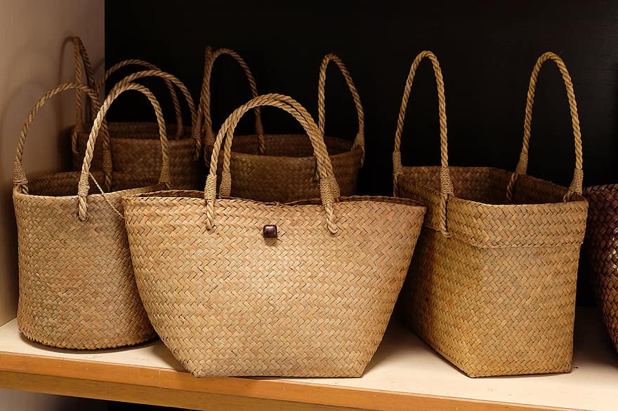 Чанти от сив острица, чанти Krajood, кошници, чанти, Тъкани чанти