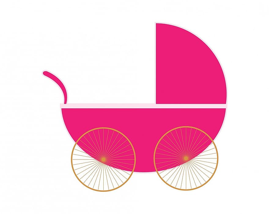 коляска, дитяча коляска, Вінтаж, рожевий, дитина, дівчина, картки, шаблон, мистецтво, ізольовані, білий